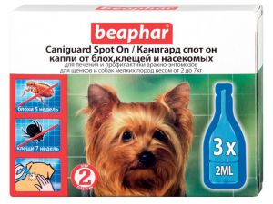 BEAPHAR:> Капли от блох и клещей Beaphar Caniguard Spot on для взрослых собак и щенков мелких пород 1 пипетка .В зоомагазине ЗооОстров товары производителя BEAPHAR (БЕАФАР) Голландия. Доставка.
