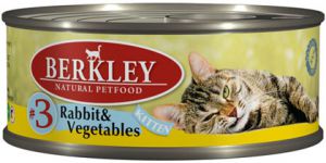 Berkley:> Корм для котят Berkley кролик с овощами  №3 консервы 100г .В зоомагазине ЗооОстров товары производителя Berkley (Беркли) Германия. Доставка.
