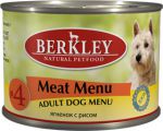 Корм для собак Berkley ягнёнок с рисом мясное меню №4 консервы 200г