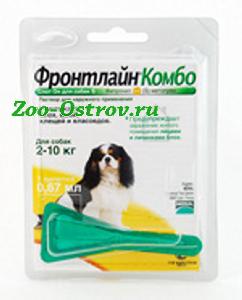 FRONTLINE:> Противопаразитарное средство Фронтлайн Комбо-S для собак 2-10кг 0.67мл .В зоомагазине ЗооОстров товары производителя FRONTLINE (ФРОНТЛАЙН) Франция. Доставка.