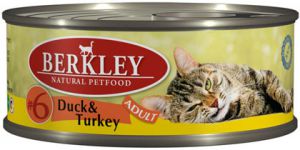 Berkley:> Корм для кошек Berkley утка с индейкой  №6 консервы 100г .В зоомагазине ЗооОстров товары производителя Berkley (Беркли) Германия. Доставка.