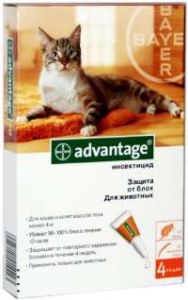 Advantage:> Капли от блох и клещей Адвантейдж 40 для кошек менее 4кг, 4 пипетки по 0,4мл .В зоомагазине ЗооОстров товары производителя Bayer (Германия). Доставка.