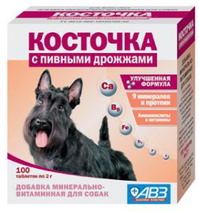 Косточка:> Витаминно-минеральная добавка для собак Косточка с пивными дрожжами 100тб   .В зоомагазине ЗооОстров товары производителя АгроВетЗащита (АВЗ) Россия. Доставка.