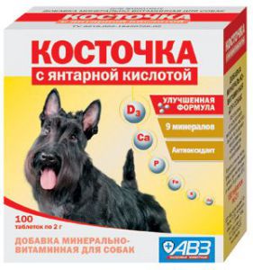 Косточка:> Витаминно-минеральная добавка для собак Косточка с янтарной кислотой 100тб  .В зоомагазине ЗооОстров товары производителя АгроВетЗащита (АВЗ) Россия. Доставка.