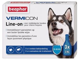 BEAPHAR:> Капли от блох и клещей Beaphar VERMICON Line-on от блох и клещей для собак средних пород (15-30кг) 3 ппт .В зоомагазине ЗооОстров товары производителя BEAPHAR (БЕАФАР) Голландия. Доставка.