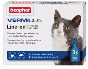 BEAPHAR:> Капли от блох и клещей Beaphar VERMICON Line-on от блох и клещей для кошек 3 ппт .В зоомагазине ЗооОстров товары производителя BEAPHAR (БЕАФАР) Голландия. Доставка.