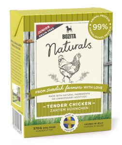 BOZITA:> Корм для щенков Bozita Naturals Tender Chicken JUNIOR с курицей кусочки в желе 370гр Tetra Pak .В зоомагазине ЗооОстров товары производителя BOZITA (БОЗИТА) Швеция. Доставка.