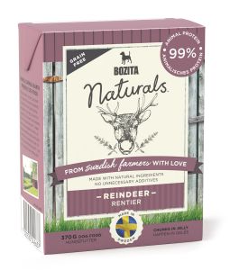BOZITA:> Корм для собак  Bozita Naturals Reindeer с оленем кусочки в желе 370гр Tetra Pak .В зоомагазине ЗооОстров товары производителя BOZITA (БОЗИТА) Швеция. Доставка.