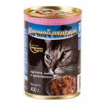Корм для кошек Ночной охотник Мясное кусочки в креветочном соусе для взрослых кошек консервы 400гр